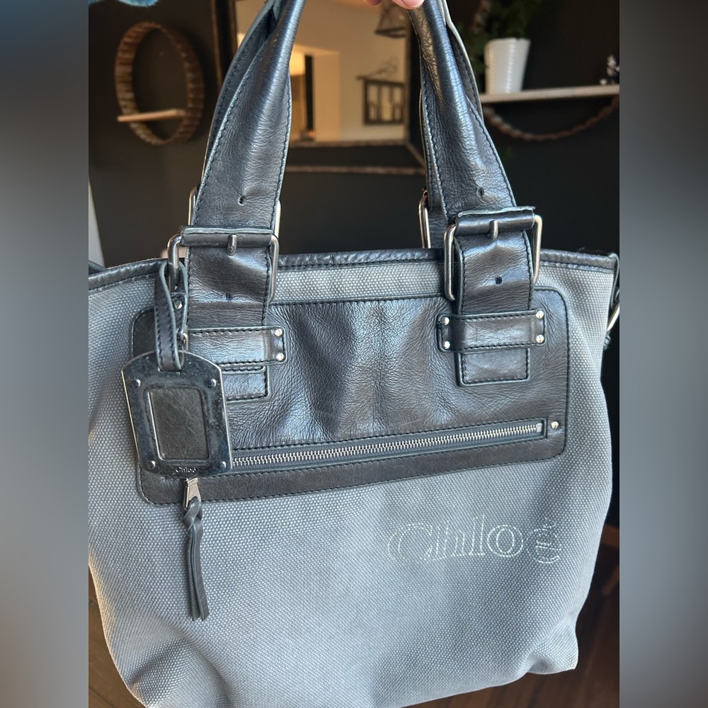 Beautiful Chloé canvas and leather tote.